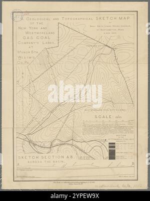 Eine geologische und topographische Skizzenkarte der Ländereien der New York and Westmoreland Gas Coal Company in Manor Sta., Westm'd Co., Pa. 1883 von Lyman, Benjamin Smith, 1835-1920 Stockfoto