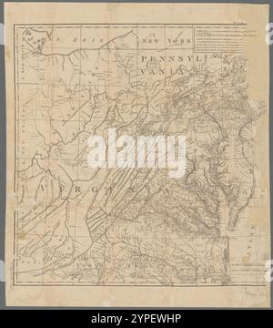 Eine Landkarte zwischen Albemarle Sound und Lake Erie, die ganz Virginia, Maryland, Delaware und Pennsylvania mit Teilen anderer Staaten von Amerika umfasst: En[graved for the Notes on Virginia] 1787 von Jefferson, Thomas, 1743-1826 Stockfoto