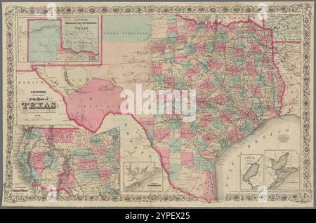 Coltons neue Karte des Bundesstaates Texas 1871 Stockfoto