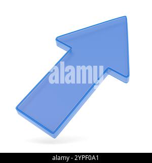 Glaspfeil auf weißem Hintergrund. Isolierte 3D-Darstellung Stockfoto