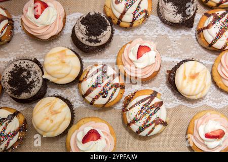 Draufsicht der frisch gebackenen Muffins – Muffinhintergrund Stockfoto Stockfoto