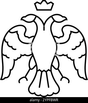 Doppelköpfiger Adler byzantinische Linie Symbol Vektor Illustration Stock Vektor