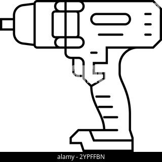 Schlagschrauber Auto Reparatur Werkzeug Linie Symbol Vektor Illustration Stock Vektor