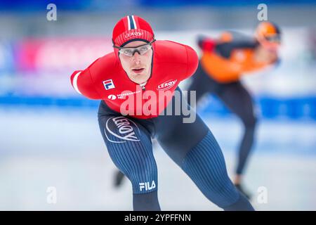 Peking, China. November 2024 30. PEKING, CHINA - NOVEMBER 30: Hallgeir Engebråten tritt auf den 5000 m der Frauen während der ISU World Cup Speed Skating 2 im National Speed Skating Oval am 30. November 2024 in Peking an (Foto: Andre Weening/Orange Pictures) Credit: Orange Pics BV/Alamy Live News Stockfoto
