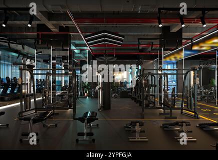 3D-Render Fitness im Fitnessraum Stockfoto