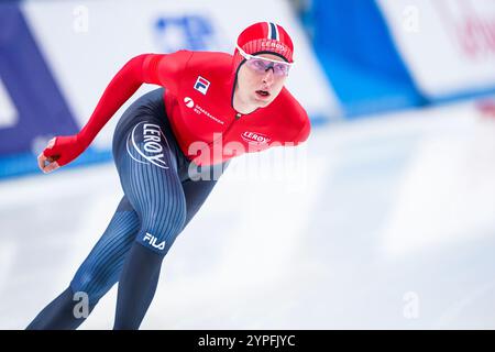 Peking, China. November 2024 30. PEKING, CHINA - NOVEMBER 30: Sander Eitrem tritt auf den 5000 m der Männer während der ISU World Cup Speed Skating 2 im National Speed Skating Oval am 30. November 2024 in Peking an (Foto: Andre Weening/Orange Pictures) Credit: Orange Pics BV/Alamy Live News Stockfoto
