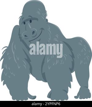 Zeichentrickillustration eines lustigen wilden Tiercharakters des Gorilla-Affen Stock Vektor