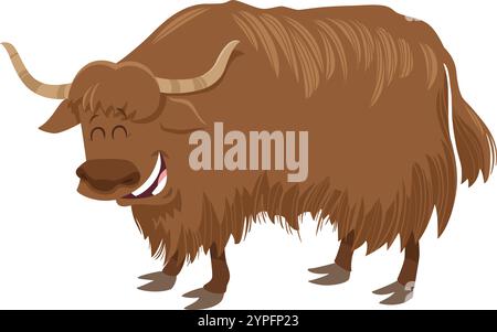 Zeichentrickillustration einer lustigen Yak-Wildtierfigur Stock Vektor