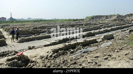 Eine Ziegelfabrik am Stadtrand von Dhaka, Bangladesch. Stockfoto