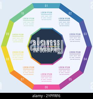 Business Infografik Design 10 - Vorlage für Geschäftsinformationen für Optionen, Objekte, Elemente oder Schritte Stock Vektor