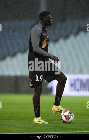 30. November 2024; Campbelltown Stadium, Sydney, NSW, Australien: A-League Football, MacArthur FC gegen Brisbane Roar; Ariath Deng Piol vom Macarthur FC Stockfoto