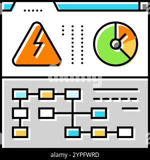 Vektorgrafik für die verteilte Erzeugung des elektrischen Rasters Stock Vektor
