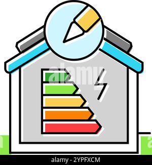 Energieeffizientes Gebäude Design Farbe Symbol Vektor Illustration Stock Vektor