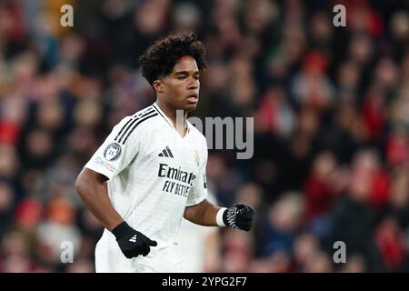 LIVERPOOL, Großbritannien - 27. November 2024: Endrick von Real Madrid während des Spiels der UEFA Champions League zwischen Liverpool FC und Real Madrid CF in Anfield Stadi Stockfoto