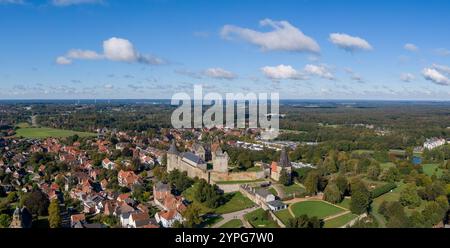 Luftaufnahme der Burg und Stadt Bad Bentheim in Niedersachsen Stockfoto