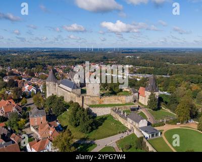 Luftaufnahme der Burg und Stadt Bad Bentheim in Niedersachsen Stockfoto