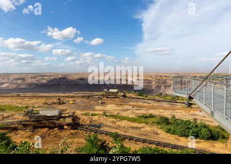 Der Blick auf den Tagebau Garzweiler, ein Tagebau in Deutschland Stockfoto