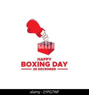 Boxing Day, 26. Dezember. Boxing Day Sale mit Rot, Hintergrund, Banner, Poster oder Flyer Design, Boxing Day, 26. Dezember. Stock Vektor