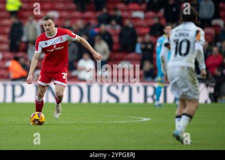 Middlesbrough's George Edmundson während des Sky Bet Championship Matches zwischen Middlesbrough und Hull City im Riverside Stadium, Middlesbrough am Samstag, den 30. November 2024. (Foto: Trevor Wilkinson | MI News) Credit: MI News & Sport /Alamy Live News Stockfoto