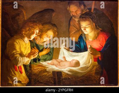 Florenz, Italien; 16. November 2024: Adorazione del Bambino, Ölgemälde der Geburt von Gerard Honthorst Stockfoto