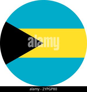 Bahamas-Flagge, kreisförmiger Rahmen, rundes Symbol Stock Vektor