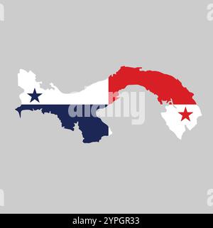 Panama-Umriss der Karte auf dem Hintergrund der Nationalflagge Stock Vektor