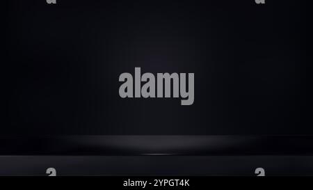 Schwarze Wand mit Tischoberfläche. Vorlage für Produktpräsentationen. Stock Vektor