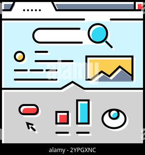 ctr-Click-Through-Rate seo-Farbsymbolvektor-Illustration Stock Vektor