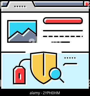 Suchmaschinenmarketing sem seo Farbe Symbol Vektor Illustration Stock Vektor