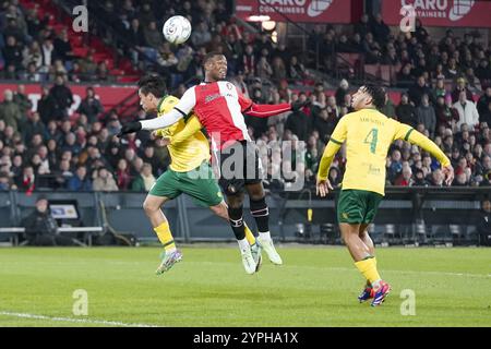 Rotterdam, Nederland. November 2024 30. ROTTERDAM, 30-11-2024, Stadion de Kuip, Saison 2024/2025, niederländischer Eredivisie Football. Spiel zwischen Feyenoord und Fortuna Sittard, Feyenoord Spieler Zepiqueno Redmond Credit: Pro Shots/Alamy Live News Stockfoto