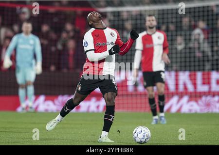 Rotterdam, Nederland. November 2024 30. ROTTERDAM, 30-11-2024, Stadion de Kuip, Saison 2024/2025, niederländischer Eredivisie Football. Spiel zwischen Feyenoord und Fortuna Sittard, Feyenoord Spieler Zepiqueno Redmond Credit: Pro Shots/Alamy Live News Stockfoto