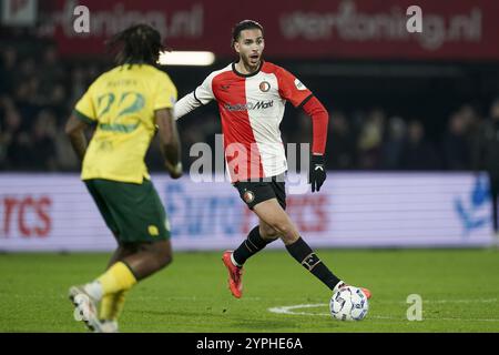Rotterdam, Nederland. November 2024 30. ROTTERDAM, 30-11-2024, Stadion de Kuip, Saison 2024/2025, niederländischer Eredivisie Football. Spiel zwischen Feyenoord und Fortuna Sittard, Feyenoord Spieler Ramie Zerrouki Credit: Pro Shots/Alamy Live News Stockfoto