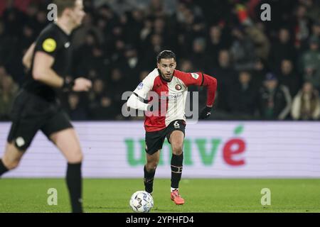 Rotterdam, Nederland. November 2024 30. ROTTERDAM, 30-11-2024, Stadion de Kuip, Saison 2024/2025, niederländischer Eredivisie Football. Spiel zwischen Feyenoord und Fortuna Sittard, Feyenoord Spieler Ramie Zerrouki Credit: Pro Shots/Alamy Live News Stockfoto
