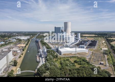 Luftaufnahme des Steinkohlekraftwerks (Block 4), das sich bei Datteln am Dortmund-Ems-Kanal befindet. Der Betreiber des Kraftwerks ist Stockfoto