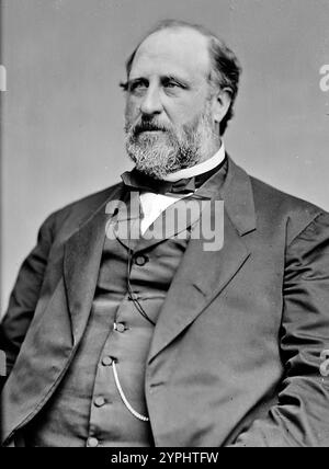 William Magear „Boss“ Tweed (Anmerkung 1) (* 3. April 1823 bis 12. April 1878) war ein US-amerikanischer Politiker, der als politischer Boss von Tammany Hall bekannt war, der politischen Maschine der Demokratischen Partei, die eine wichtige Rolle in der Politik von New York City und State im 19. Jahrhundert spielte. Stockfoto