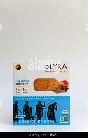 Olyra Frühstücksgebäck aus altgriechischen Körnern wie Dinkel und Lupine. Stockfoto