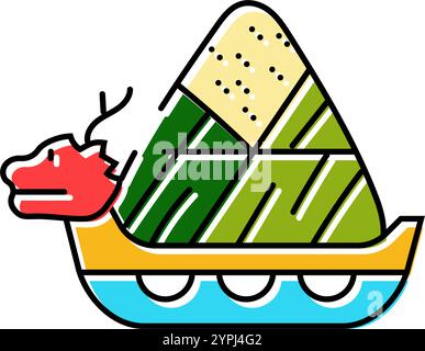 drachenboot Festival chinesischer Feiertag Farbe Icon Vektor Illustration Stock Vektor