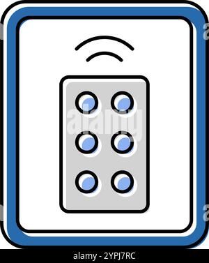 Etikett der Fernbedienung Produktkennzeichnung Achtung Farbsymbol Vektorgrafik Stock Vektor