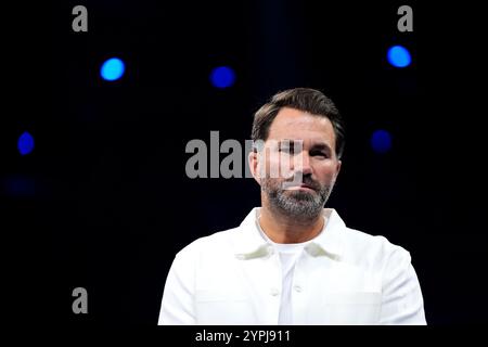 Eddie Hearn nach dem WBC Interim World Flyweight-Kampf beim BP Pulse Live in Birmingham. Bilddatum: Samstag, 30. November 2024. Stockfoto