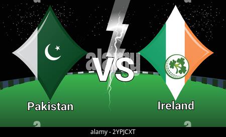 Spiel Stadion und Sky Stars Thunder Flash mit Pakistan gegen Irland Stock Vektor