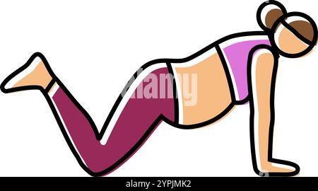 Modifizierte Plank schwanger Fitness Farbe Symbol Vektor Illustration Stock Vektor