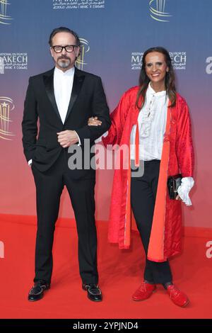 Marrakesch, Marokko. November 2024 30. Karine Perez-Silla und Vincent Perez nahmen am 30. November 2024 an der Tribute an Sean Penn Red Carpet während des 21. Internationalen Filmfestivals in Marrakesch Teil. Foto: Aurore Marechal/ABACAPRESS. COM Credit: Abaca Press/Alamy Live News Stockfoto