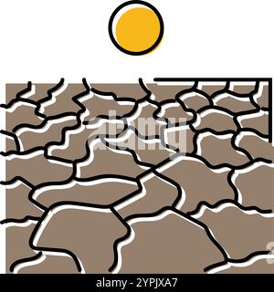 Trockenheit Wetter Naturphänomene Farbe Symbol Vektor Illustration Stock Vektor