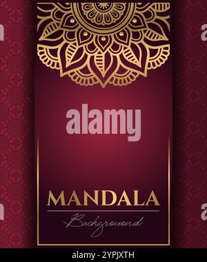 Abstrakte Gold Luxus Mandala Hintergrund Vektorvorlage, kreisförmiges ornamentales Arabesken Muster für Poster, Abdeckung, Broschüre, Einladung, Flyer. Grün b Stock Vektor