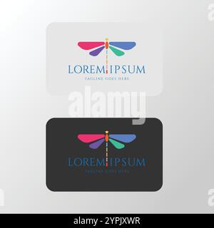 Moderne Bunte Gespreizte Flügel Libelle Icon Illustration Logo Design Vektor Stock Vektor