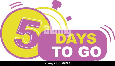 5 Tage vor dem letzten Countdown-Symbol. Fünf Tage GO SALE-Angebot Promo Deal Timer, nur 5 Tage Stock Vektor