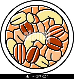 NUTS RAW Foodist Farbe Symbol Vektor Illustration Stock Vektor