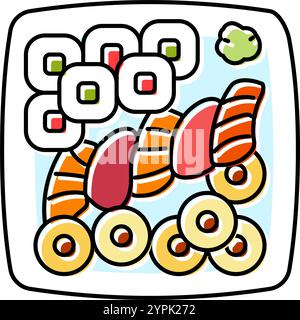 Sushi rohe Foodist Farbe Symbol Vektor Illustration Stock Vektor