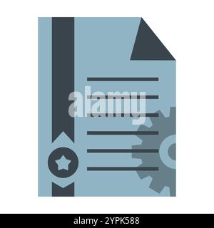 Eine stilisierte Vektorillustration eines Zertifikats mit einem Siegel und Band, die Leistung, Anerkennung und Erfolg symbolisiert. Perfekt für Bildungszwecke Stock Vektor