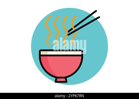 Ramen-Symbol. Symbolstil für farbige Umrisse. Symbol für Mahlzeit. Verpflegung Elemente Vektor-Illustration Stock Vektor